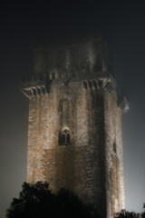 Beja Castle Tower in a fog night