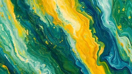 Abstract swirling patterns in vibrant greens and yellows create a dynamic visual experience.