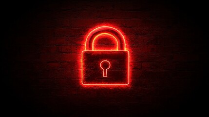 A glowing red padlock symbol on a dark background, representing security, protection, and privacy in a modern digital context.