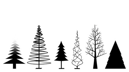 winter cristmas tree silhouette on white