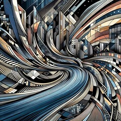 Geometric Flow An op art photograph using geometric shapes and p