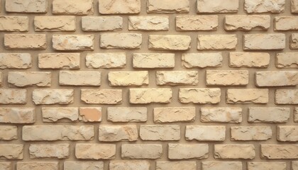Obraz premium Light beige brick wall with rough texture and classic pattern. Rustic brick masonry in soft beige tones. Structured simplicity in textured beige geometry