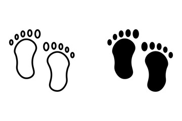 Baby feet clean black icon. Line icon and black on white background