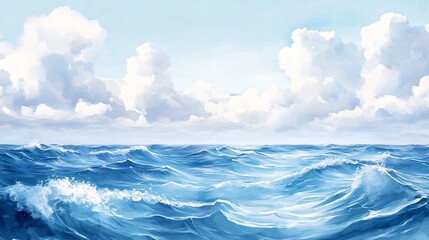 Obraz premium Serene Ocean Waves Under a Cloudy Sky