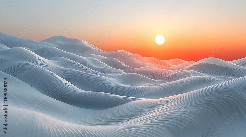 Wall mural undulating white waves with a minimalist matte finish creating a smooth abstract texture on a clean 