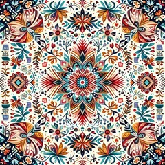Fototapeta premium Folk Art Simple colorful patterns with a handmade feel
