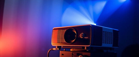 Film projector on a black background
