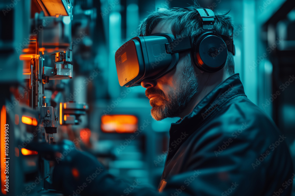 Poster Engineer engages in virtual reality simulation to enhance design processes