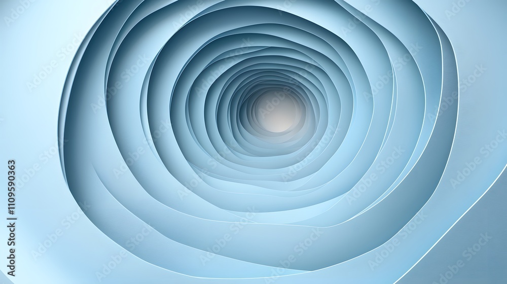 Wall mural abstract geometric shapes in modern blue tones with gradient effects and intricate white line accent