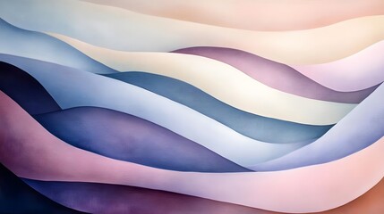 Abstract waves in soft pastel colors create a soothing, flowing visual experience.