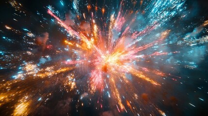 Vibrant Night Sky Fireworks, a dazzling display lighting up the darkness, ideal for celebrations, festivals, and joyful gatherings, adding excitement and color to any occasion