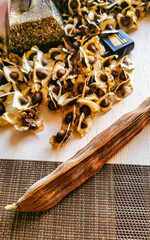 Moringa seeds and husk in Playa del Carmen Mexico.