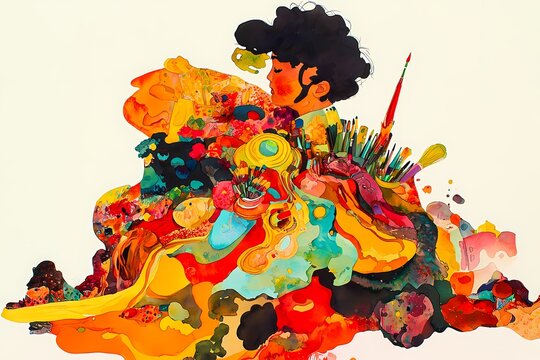 Artistic Colorful Abstract Representation with Creative Elements