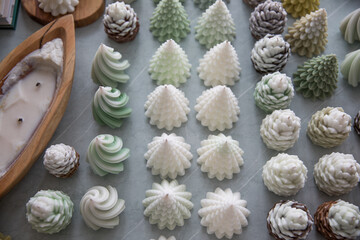 Handmade decorative candles for New Year and Christmas