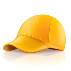 Fototapeta premium Bright yellow baseball cap resting on a flat surface with a glossy finish suitable for casual outings or sports activities