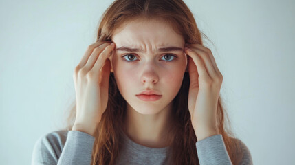 Fototapeta premium Reflective young woman with mental health struggles