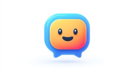 Fototapeta premium Colorful smiley chat icon with friendly expression.