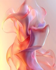 Obraz premium A mesmerizing abstract composition featuring flowing waves of soft pastel colors in hues of pink and orange. The fluid shapes create a sense of movement and tranquility.