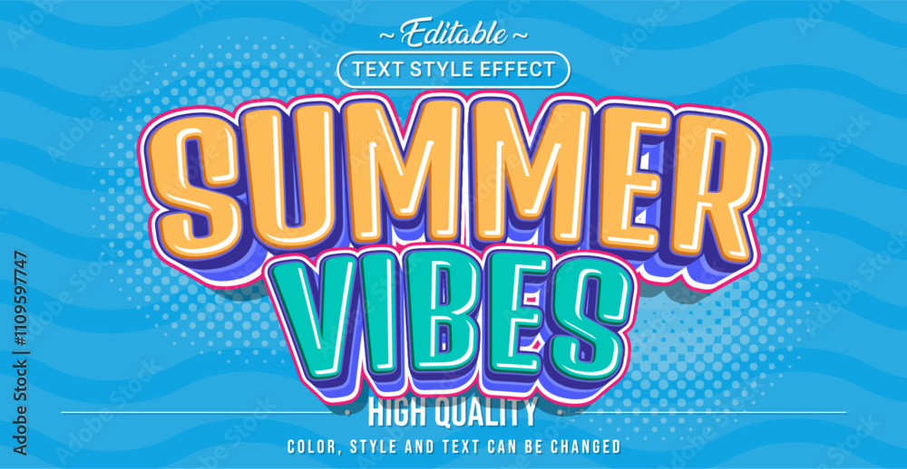Poster Editable text style effect - Summer Vibes text style theme.