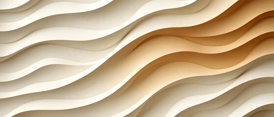 Obraz premium Abstract pattern of flowing waves in warm beige and creamy white tones, creating a soothing and modern aesthetic. The design adds depth and texture to any space.