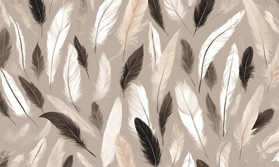Scattered Feather Patterns in soft neutral tones