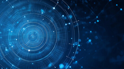 Fototapeta premium Conceptual visualization of technology and data with a dark blue background