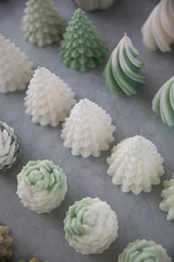 Handmade decorative candles for New Year and Christmas