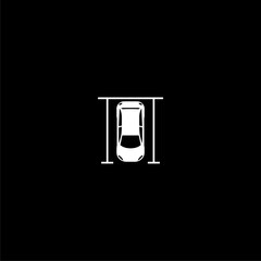 Top view car icon isolated on dark background