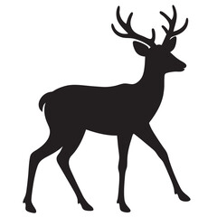 Fototapeta premium A black silhoutte Deer walking vector on a isoleted white background