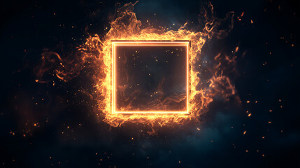 Picture in flames on a black background 