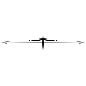 Simple decorative divider line. Minimal text separator decorated with a cross