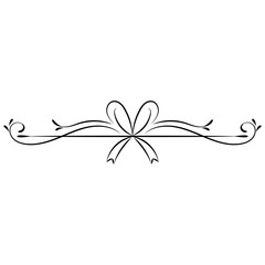 Minimal Bow Ribbon decorative divider line art. Flourish text separator in classic and luxury style