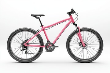 Obraz premium Pink mountain bike isolated on white background.