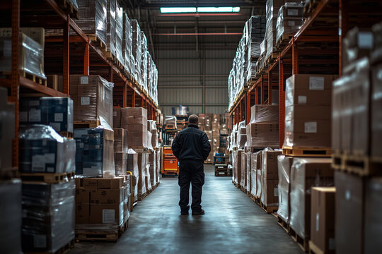 Warehouse manager conducts thorough inspection of incoming goods in facility