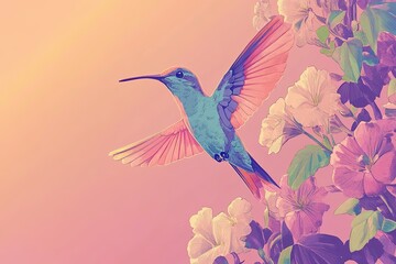 hummingbird and flower