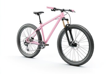 Obraz premium Pink mountain bike isolated on white background. (1)