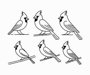 Clean Cardinal Outline Silhouette Vector Template