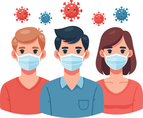 People with medical face mask coronavirus vector image  icon  on a white background