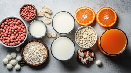 Colorful assortment of ingredients for a healthy breakfast celebration at home