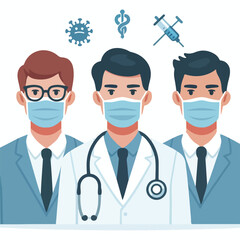 People with medical face mask coronavirus vector image  icon  on a white background
