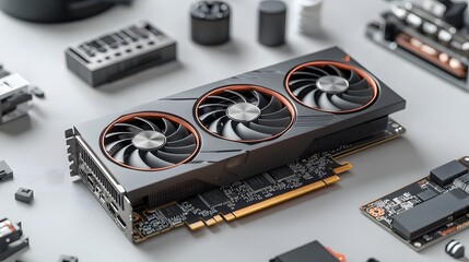 Advanced graphics processing unit with silicon chip technology showcase digital environment close-up view innovation in design