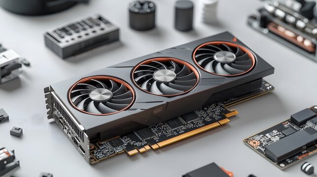 Advanced graphics processing unit with silicon chip technology showcase digital environment close-up view innovation in design