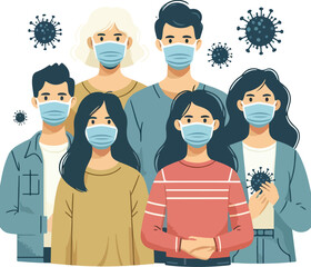 People with medical face mask coronavirus vector image  icon  on a white background