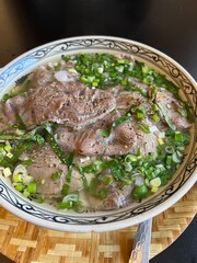 Beef pho in a bowl