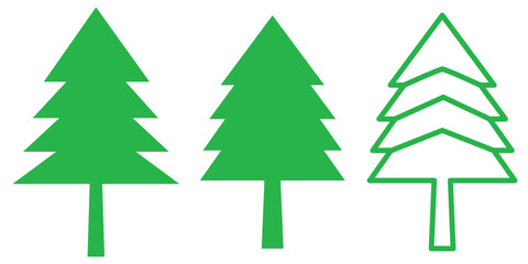 Pine icon set. Fir tree vector set. Christmas tree icon. Vector Illustration. Christmas tree icon. Set of black christmas tree icons on white background. Vector illustration. Holiday icons