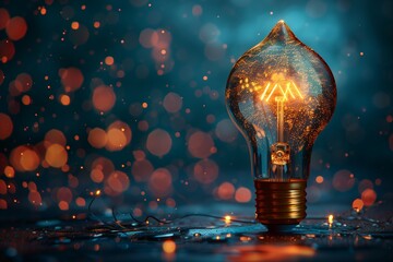 Glowing light bulb with bokeh background, symbolizing innovation and creativity.