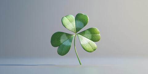 Lucky Four-Leaf Clover on a Green Background