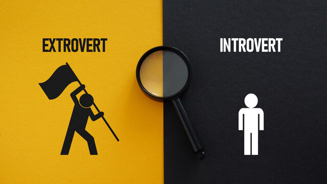 Introvert and extrovert are shown using the text