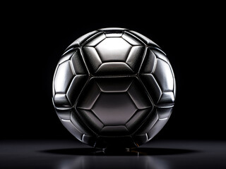 Detailed view of a soccer ball against a black background