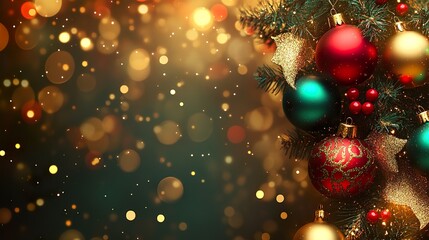 Colorful Bokeh Lights on a Golden Background